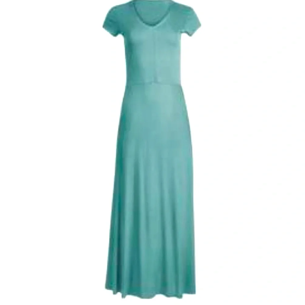 Peruvian Connection Hannah Maxi dress L sea foam green  cap sleeve semi fitted - Picture 2 of 10